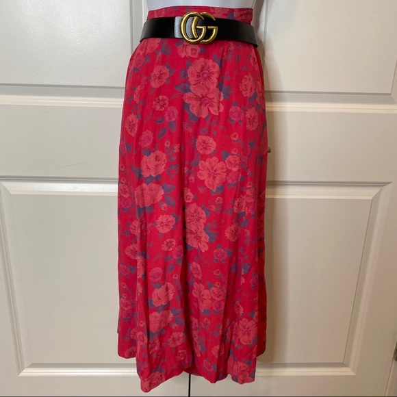 Beautiful Vintage Pink & Blue Floral A Line Skirt - Picture 2 of 4